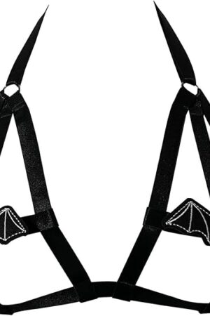 Women's Sexy Lingerie Bikini Tops Anime Devil Cosplay Costume Goth Harness Bar Festivals Rave Outfit Halloween Black
