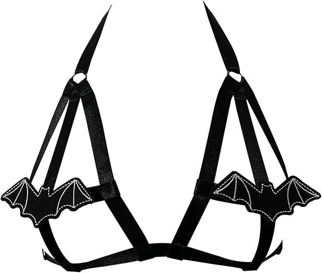 Women's Sexy Lingerie Bikini Tops Anime Devil Cosplay Costume Goth Harness Bar Festivals Rave Outfit Halloween Black