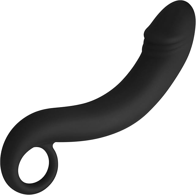 Forto F-19 6.9 inch Silicone Prostate Plug. Realistic Silicone Straight-in Anal Plugs Prostate Massage Sex Toys for Beginners Experienced Users Anal Plug for Vaginal G-Spot (Silicone - Black)