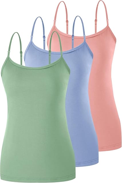 Women's Lingerie Camisoles Tanks Top Spaghetti Strap Tank Tops and Slim-Fit Cami Undershirts 3 Pack