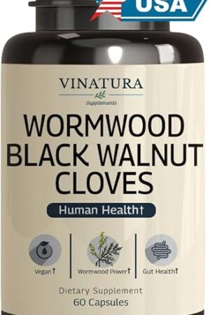 Wormwood Black Walnut Clove Capsules - Cleanse, Detox, Intestinal Guard Formula Supplement for Humans, with Wormwood herb, Black Walnut Extract Combination, 60 Capsules