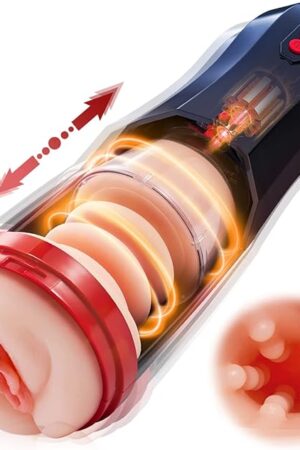 3 in 1 Thrusting Male Masturbators Cup with Realistic Pocket Pussy Sleeve, 5 Telescopic & 10 Vibrations Mode & 360° Full Wrapping Blowjob Stroker Masturbator, Tivino Male Sex Toys for Men Masturbation