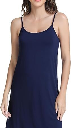 Women's Full Slips for Under Dresses-Viscose Made from Bamboo, Camisole Slip Dress Spaghetti Strap Under Dress