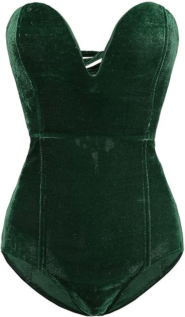 Women's Sexy Velvet Back Lace Up One Piece Romper Bodysuit