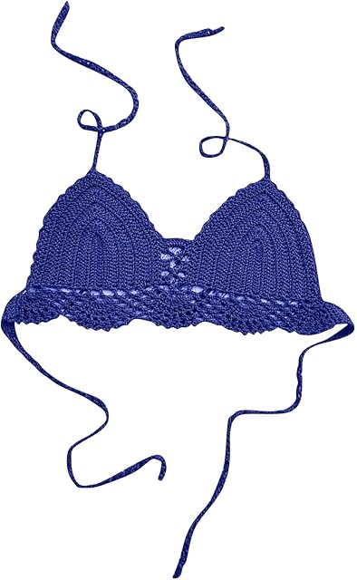 Crochet Lace Bralette for Women Halter Bikini Top Padded Wireless Swimwear Beach Bra Sexy Summer Bra Tops