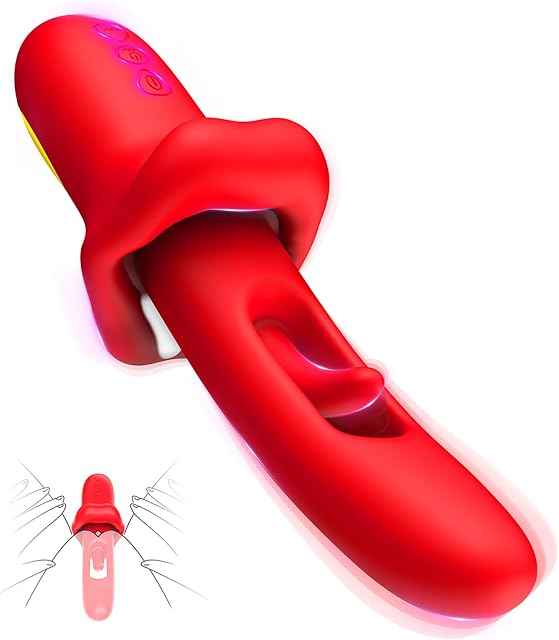 G Spot Vibrator Sex Toy - Tongue Rose Sex Toy Dildo Vibrators with 7 Flapping & 10 Vibration Modes, Waterproof Nipple Clitoral Rabbit Vibrator, Anal Adult Sex Toys for Women Couple Female