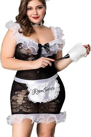 Domi us Women Sexy Plus Size French Maid Lingerie Halloween Party Servant Cosplay Costumes Outfit