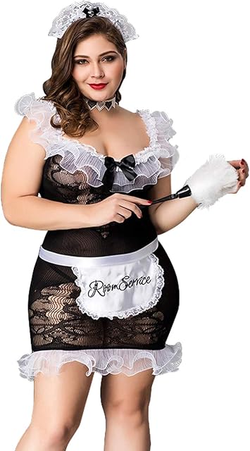 Domi us Women Sexy Plus Size French Maid Lingerie Halloween Party Servant Cosplay Costumes Outfit