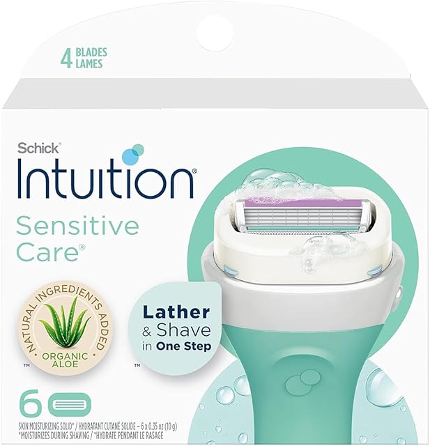 INTUITION Schick Refill, Razors for Women Sensitive Skin | Intuition Razor Blades Refill with Organic Aloe, Razor Refills , 6 Count (Pack of 1)