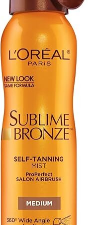 L'Oreal Paris Sublime Bronze Self Tanning Mist, Medium to Natural Spray Tan, 46 oz