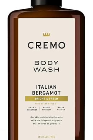 Cremo Body Wash Men, Notes of Italian Bergamot, Neroli Blossom, and Fresh Vetiver, Rich-Lathering Italian Bergamot, 16 Fl Oz
