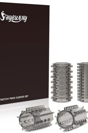 Cock Rings with 6 Stretchy Textured Studded Stretchy Penis Sleeve Set Penis Rings Erection Enhancing Enhance Men Adult Sex Toys for Men Couple Black