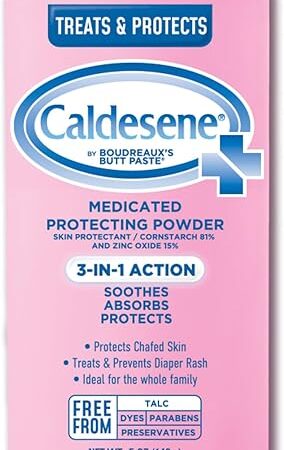 Caldesene Medicated Protecting Body Powder with Zinc Oxide and Cornstarch, Talc Free, 5 Oz