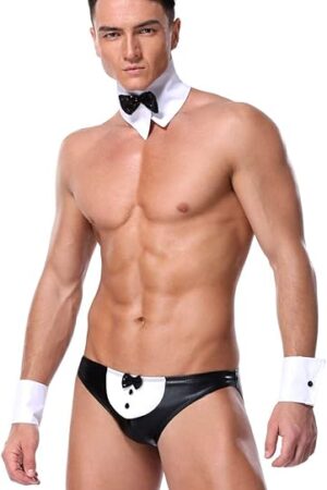 3Pcs Sexy Waiter Lingerie Role Play Costume Maid Sexy Men Costume Butler Uniform Lingerie