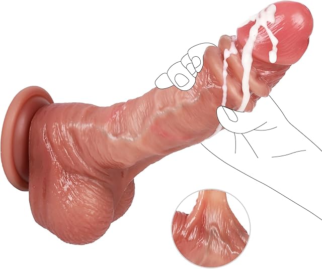 Dildo 86 Inch Realistic Movable Foreskin Dildos,Safety Material for Vagina and Anal Dildo,Strong Suction Cup for Hands-Free Play,Compatible with Strap-on Harness,Adult Sex Toys for Women