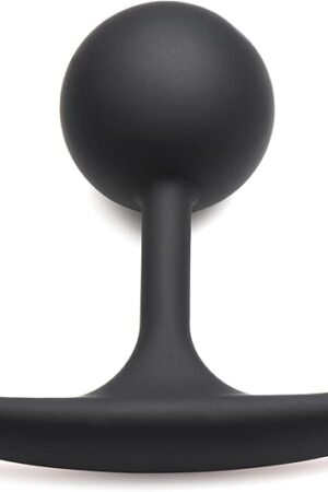 HEAVY HITTERS Premium Silicone Weighted Anal Plug for Men Women & Couples. Long Wear Comfort Butt Plug Sex Toy. Weighted Core with Slim Neck and Base. 1.7 Inches Diameter, Black, Medium.
