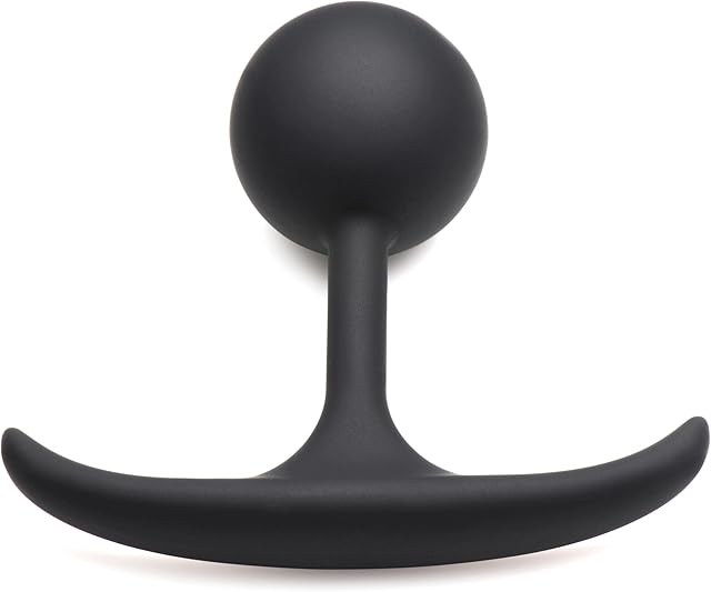 HEAVY HITTERS Premium Silicone Weighted Anal Plug for Men Women & Couples. Long Wear Comfort Butt Plug Sex Toy. Weighted Core with Slim Neck and Base. 1.7 Inches Diameter, Black, Medium.