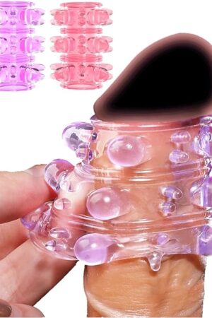 2 Pcs Silicone Penis Sleeve Girth Enhancer Sleeve,with Large Particles for Men Erection Penis Enlarger,Cock Rings for Men Delay Ejaculation,Vagina Toy for Couples Sex Adult Sex Toys for Couples