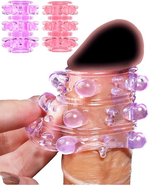 2 Pcs Silicone Penis Sleeve Girth Enhancer Sleeve,with Large Particles for Men Erection Penis Enlarger,Cock Rings for Men Delay Ejaculation,Vagina Toy for Couples Sex Adult Sex Toys for Couples