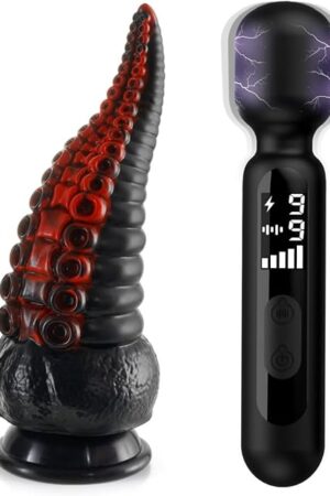 8.7inch Realistic Tentacle G-spot Dildo + Electric Shock Wand Vibrator
