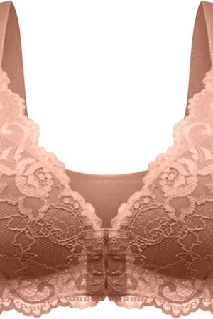 Bras for Women No Underwire Front Closure Bras Sexy Lace Bralette Push up Full Coverage Bra Wireless Support Bra