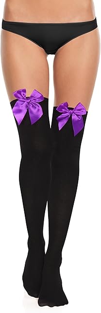 Women Thigh High Stockings Cute Bow Thigh High Socks with Bow Colorful Sexy Lingerie Cotton Stocking Warmer