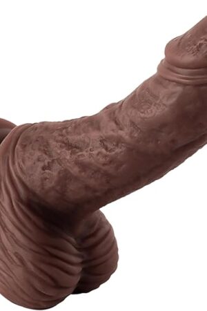 5.9 Inch Soft Silicone Brown Realistic Dildo with Strong Suction Cup, Lifelike G Spot Dildo Anal Dildo for Prostate Massager with Veins Texture Adult Sex Toy for Women Men