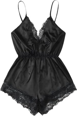 Women Sexy Silk Satin Lace Pajamas Sets Sleepwear Onesie Lingerie Sleep Loungewear Set Cami Tank Crop Tops Shorts Set