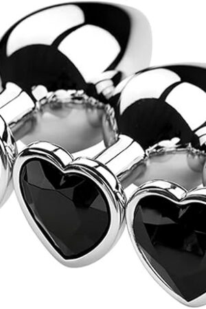 Anal Plug for Men Women Heart Metal Crystal Butt Plug Removable Stainless Steel Anal Plug Stimulator Gay Couples Anal Sex Toy(AP01-SML-ZX-BK)