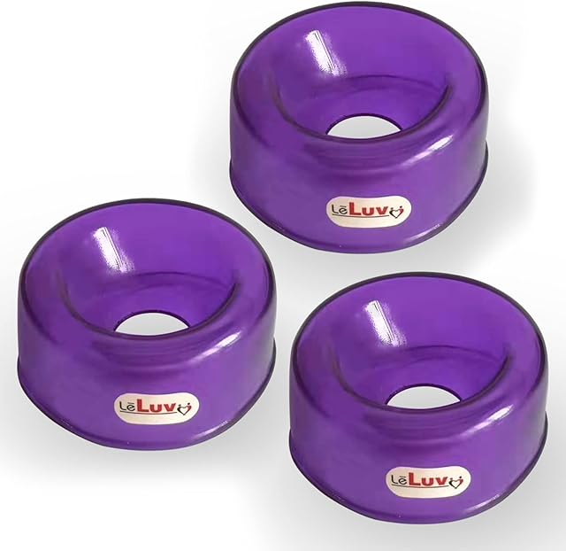 LeLuv Set of 3 Purple TPR Sleeves for EasyOp 2 inch Penis Pumps Medium Opening -I.D. 1.2" O.D. 2.6"
