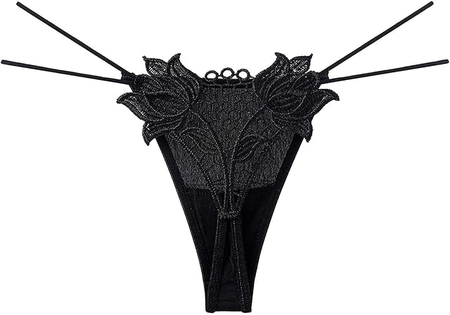 Women's G-String Thongs Sexy Rose Embroidered Briefs Panty Lingerie Low Waist Comfy Panties Underpant Underwear