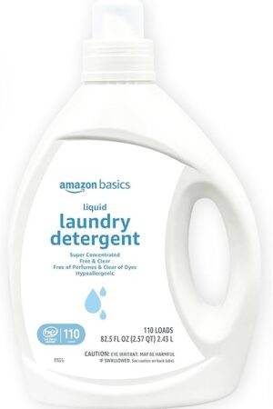 Amazon Basics Concentrated Liquid Laundry Detergent, Free of Perfumes & Clear of Dyes, 110 loads, 825 Fl Oz (Previously Solimo)