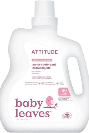 ATTITUDE Baby Laundry Detergent, EWG Verified Plant-Based Liquid, Unscented Baby Clothes Wash, HE Compatible, 80 Loads, 676 Fl Oz