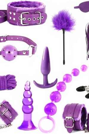 BDSM Restraints Sex Toys 12 Pcs Bondage Restraints Set Fetish Bed Restraints Kits for Beginners Anal Toys Ball Gag Handcuffs and Ankle Cuffs Blindfold Rope SM Adult Games for Couples