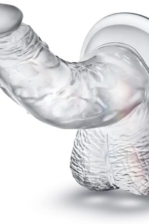 6.5" Sparkle Clear Realistic Dildo with Strong Suction Cup for Hands Free Play and Harness Compatible - Safe Soft Material Lifelike Glans G Spot Dildo for Beginner - Sex Toys