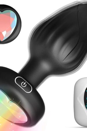 Anal Plug Adult Sex Toys - 10 Modes Vibrating Butt Plug with Crystal Diamond Colours Light Up Base Remote Control Vibrators, Prostate Massager for Men Women, Couples