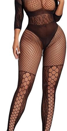 Women's Fishnet Bodystocking Bodysuit Babydoll Mesh Lingerie Sleepwear Sexy Tights One Size Club Night Out