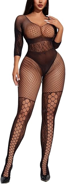Women's Fishnet Bodystocking Bodysuit Babydoll Mesh Lingerie Sleepwear Sexy Tights One Size Club Night Out