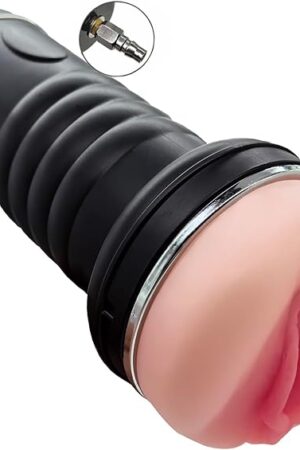 2 in 1 Male Masturbator with Vac-u-Lock Adapter Sex Machine Auto Thrusting 2 in 1 Pocket Pussy & Anus Sucking Cup Soft Fleshy Penis Training Masturbator for Men