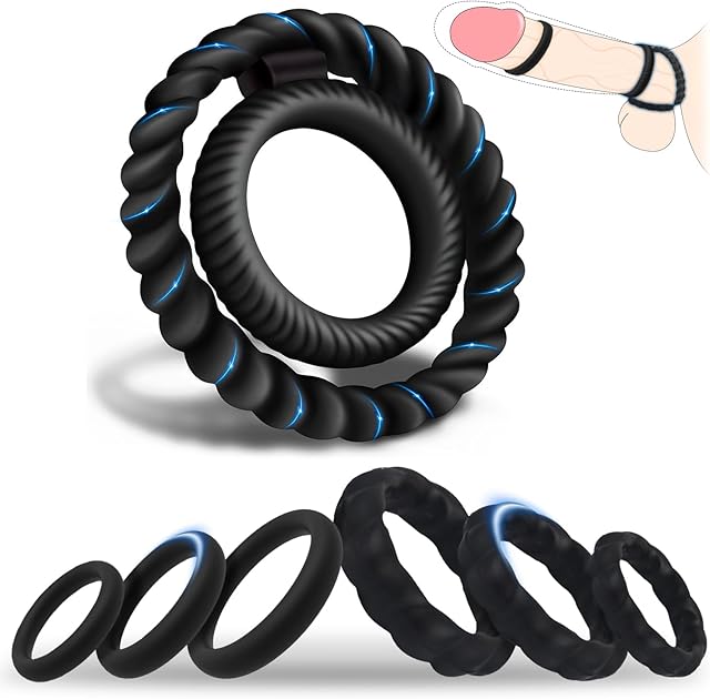 Cock Penis Ring Set Sex Toys for Men with 7 Different Sizes Adult Toys for Erection Enhancing, Long Lasting Stronger Strechy Cock and Ball Sexual Ring Adult Toys for Couples Pleasure