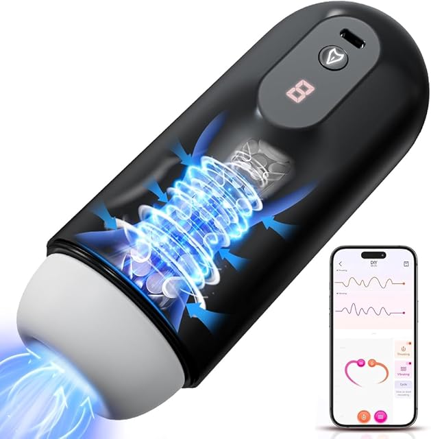 Automatic Male Masturbators Sex Toys - Penis Pump Male Sex Toys Pocket Pussy with 8 Vibration Modes,APP Control Adult Toys Pocket Pussy 3D Stroker with Blowjob Toy for Men Masturbating
