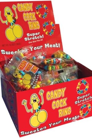 Hott Products Multi-Colored Candy Cock Ring 50 Piece Display, 0.76 Pound