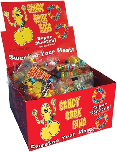 Hott Products Multi-Colored Candy Cock Ring 50 Piece Display, 0.76 Pound