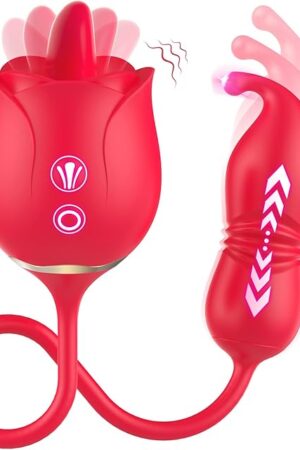 G Spot Vibrator Women Sex Toys - MOOLIGIRL Thrusting Vibrators Adult Toy with 9 Tongue Licking & Thrusting Modes for Female Couples Play, Rose Sex Toy for Clitoral Anal Nipple Stimulation