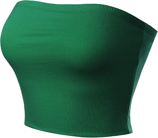 Women's Double Layered Basic Casual Strapless Backless Bandeau Bra Tube Tops