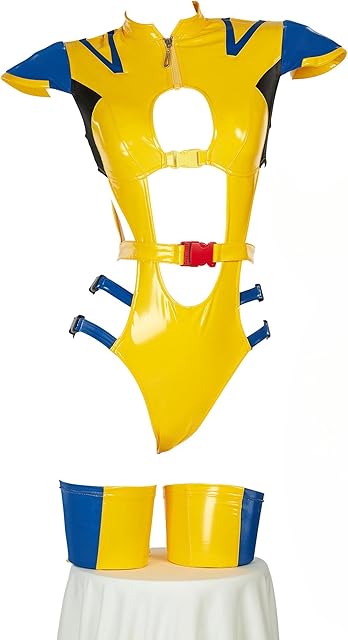 Cosplay Costume for Women Movie Derivative Sexy Lingerie Set Bodycon Outfit Cutout Bodysuit with Gloves Mask