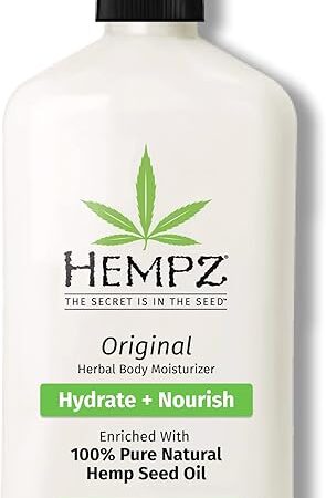 Hempz Original, Natural Hemp Seed Oil Body Moisturizer with Shea Butter and Ginseng, Original Scent, Floral Banana, 17 FlOz ( Packaging may vary )