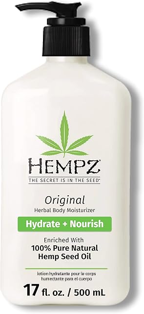 Hempz Original, Natural Hemp Seed Oil Body Moisturizer with Shea Butter and Ginseng, Original Scent, Floral Banana, 17 FlOz ( Packaging may vary )