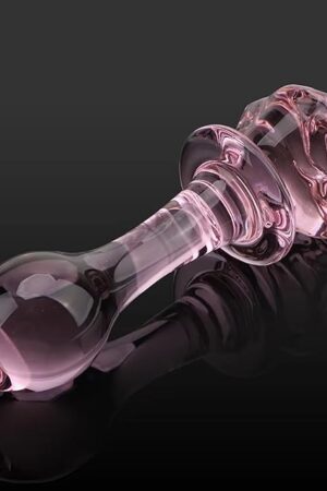 Glass Dildo Anal Plug Adult Sex Toys for Women, Rose Sex Toy Glass Anal Butt Plug for Anal Dilator Prostate Massager, Anal Dildo Anal Toy for Female Masturbator, Pink Dildo Sex Toy for Men Couples