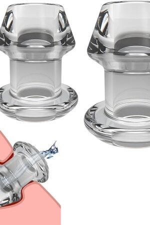 Hollow Anal Plug Vaginal Dilator Speculum, TPE Transparent Anal Plug Anal Speculum Vaginal Stretcher Tunnel Anal Dilator BDSM Enema Toys Sex Toys for Adult Men Women (2 Pcs Style A)